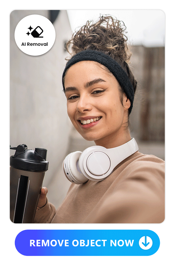 remove the bottle from a girl's photo with PhotoDirector's AI removal feature